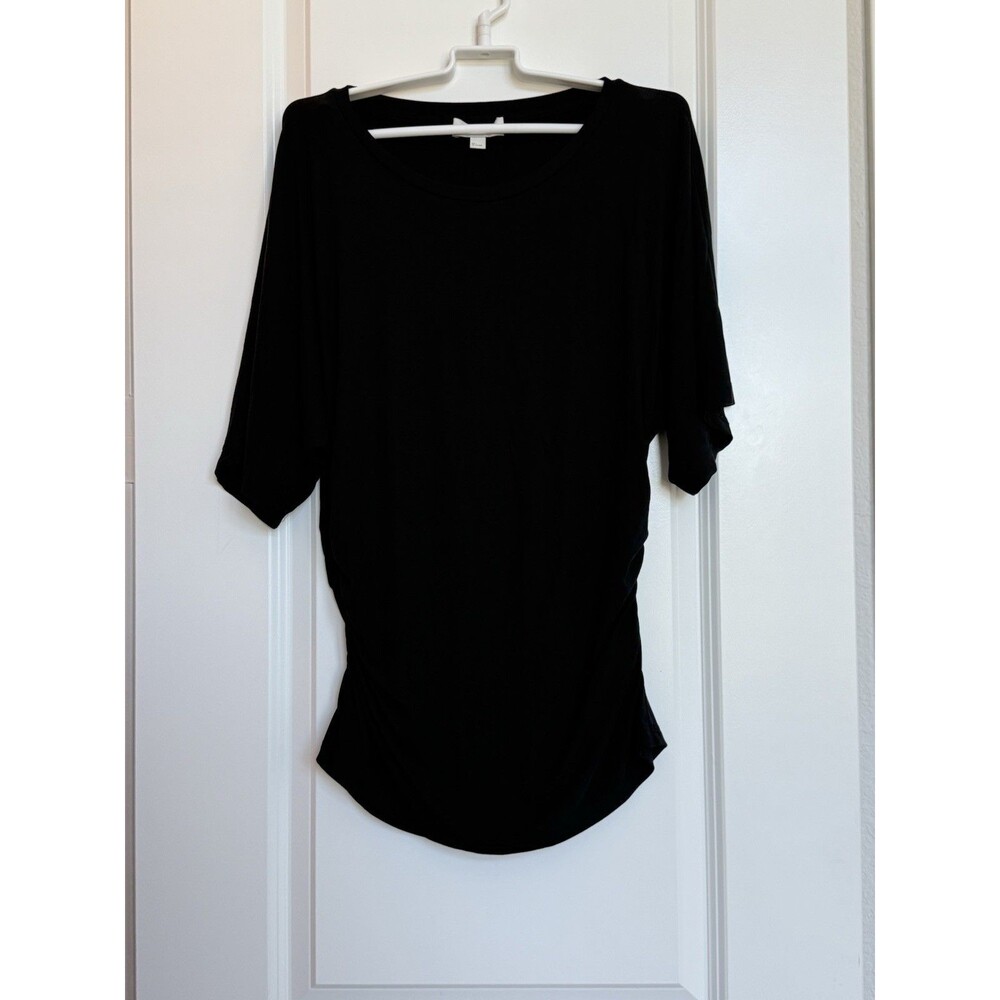 COS Black Boat Neck Ruched Kimono Sleeve  Jersey T-Shirt Women’s L Soft Delicate